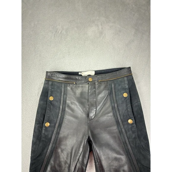 Chloe Women's Size 36 EU 100% Calfskin Leather Rare Designer Ankle Zip Pants - Picture 4 of 16